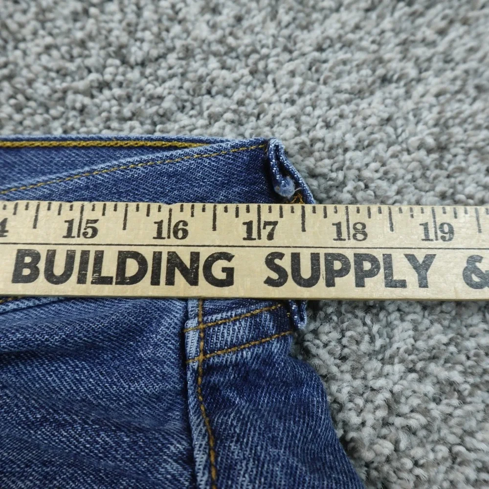 Levis Jeans Mens 34X32 Dark Blue Denim Pants 501 Straight Leg Button Fly Western